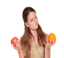 businesswoman - apple vs orange